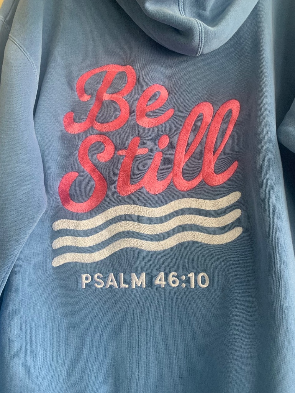 Worthy Wear Be Still Ps.46:10 Bible Faith Hoodie Sweatshirt Blue Sz.L Oversized